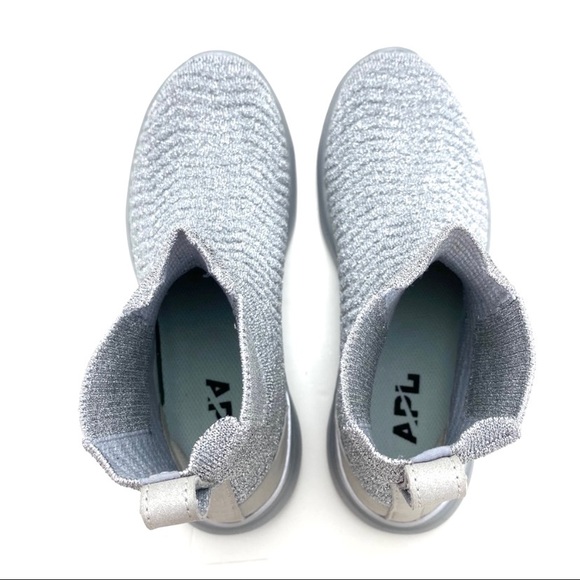 APL Lululemon Athletic propulsion Labs Knitted TechLoom Chelsea Sneakers Silver - Picture 9 of 12